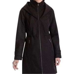 MICHAEL Michael Kors Womens Black Logo Hooded Raincoat Small NWT